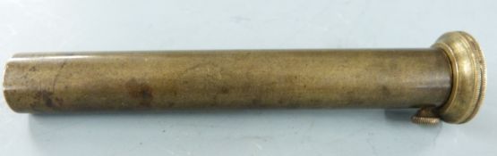 Sykes brass double sided powder and shot measure, 11cm long.