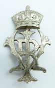 British Army 21st Lancers white metal NCO's arm badge