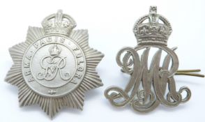 British Army North Somerset Yeomanry and Surrey Yeomanry NCO's metal arm badges