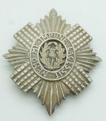 British Army Scots Guards white metal pouch badge