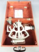 Cased Frieberger sextant in carry case, with certificate in lid dated 1977