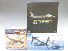 Three 1:72 scale diecast model aeroplanes Boeing V-22 Osprey, JC Wings Oregon Air National Guard F-