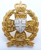 British Army Inns of Court and City Yeomanry officer's gilt cap badge, F & S maker's to reverse