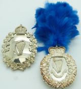 Two British Army London Irish Rifles piper's badges