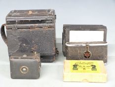 Sanderson 'Regulator' plate camera with holders, together with a Busch folding camera, Zeiss Ikon