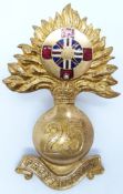 British Army Fusiliers 25th Service Battalion (Frontiersman) officer's gilt and enamel cap badge