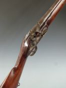 Flintlock hammer action gun with steel butt plate trigger guard and ram-rod, sling suspension mounts