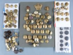 Approximately one hundred British Army buttons for Infantry and Cavalry Regiments including Light