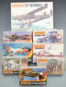 Eight Matchbox 1:72 scale plastic model kits including Heyford Handley Page, Citroen 11 Legre and