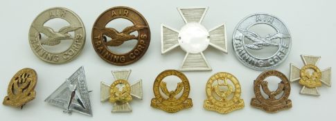Eleven Royal Air Force Air Training Corps metal badges