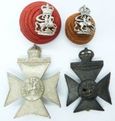 Four British Army 9th County of London Battalion (Queen Victoria's) officer's and other ranks cap
