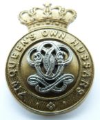 British Army 7th Queen's Own Hussars Victorian bi-metal cap badge