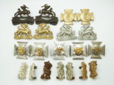 Twenty British Army Infantry metal collar badges in eight pairs plus four including the Royal
