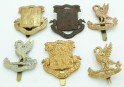 Six St Bee's School and Perse School Officer Training Corps/Combined Cadet Force metal cap badges