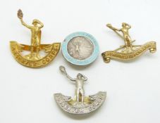 Four Observer Corps pre 1941 metal badges including an officer's gilt example (one stamped