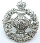 British Army Rifle Brigade officer's hallmarked silver (Birmingham 1944) cap badge, J Rn Gaunt &