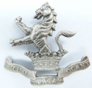 British Army 7th Dragoon Guards officer's silver cap badge, stamped .925 silver to reverse