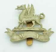 British Army Montgomeryshire Yeomanry other ranks white metal cap badge