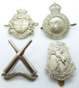 Four British Army Exeter, Barrow and North Lonsdale, Rochester and Kent Fencibles Volunteer metal