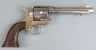 Colt Army .45 style blank firing five shot single action revolver with wooden grips, overall