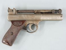Webley Senior .22 air pistol with named and chequered Bakelite grips, serial number 1492.