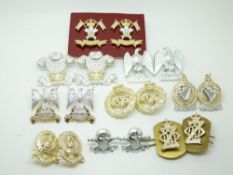 Eighteen British Army Cavalry collar badges in pairs including Royal Dragoon Guards, Bays, Queen's