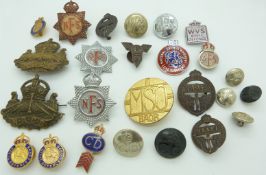 Small collection of Fire Service, Civil Defence, NAAFI, NACB etc badges