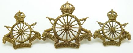 New Zealand Cyclist Corps metal cap and collar badges, one stamped J.R Gaunt