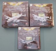 Three Corgi The Aviation Archive Frontier Airliners 1:144 scale diecast model aeroplanes Lockheed