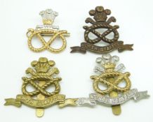 British Army North Staffordshire / Staffordshire Regiment metal cap badges including an all brass