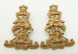 British Army City of Glasgow Artillery other ranks metal collar badges