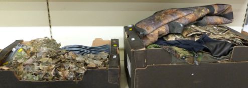 A collection of shooting and hunting clothing and accessories including Jack Pyke shotgun or rifle