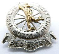 British Army Motor Volunteers bi-metal badge