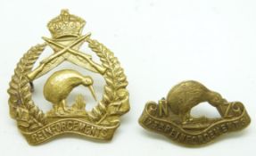 New Zealand Army WWI 17th Reinforcements New Zealand Expeditionary Force metal badges