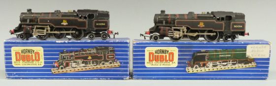 Two Hornby Dublo 00 gauge model railway 3-rail BR 2-6-4 locomotives 80054, both in Hornby Dublo