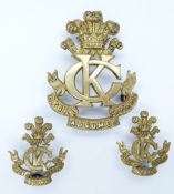 British Army King's Colonials metal cap and collar badges