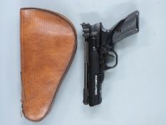 Webley Tempest .22 air pistol with shaped and chequered grips, NVSN, in Webley & Scott holster.