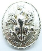 British Army 14th King's Hussars officer's metal cap badge