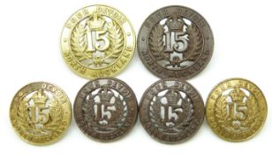 New Zealand Army 15th North Auckland Regiment officer's and other ranks metal cap and collar badges