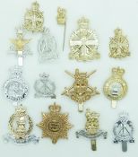 Fourteen British Army anodised badges including Royal Army Service Corps, Royal Pioneers,