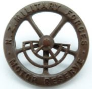 New Zealand Army New Zealand Military Forces Motor Reserve metal hat badge