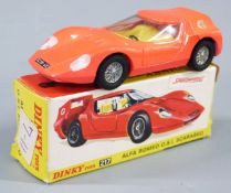 Dinky Toys diecast model Alfa Romeo O.S.I. Scarabeo, with pink body, yellow interior, spoked hubs