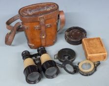 Leather cased WWI pattern service binoculars, the case marked J. B. Brooks & Co Ltd 1916 and with
