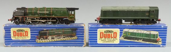 Two Hornby Dublo 00 gauge locomotives EDL12 BR 4-6-2 Duchess of Montrose and L30 BO-BO diesel,