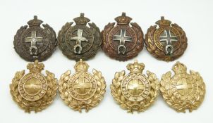 Eight Northamptonshire Regiment metal collar badges in four pairs