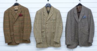 Three gentleman's wool tweed jackets, one by Convoy, Co Donegal, size 44, one retailed by Horace