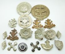 Small collection of Boy's Brigade badges including a long service badge, a collar badge missing
