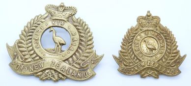 Two New Zealand Army WWI 20th Reinforcements metal badges