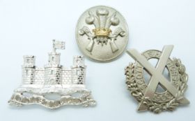 Three British Army 3rd Carabiniers, Scottish Horse and Inniskilling NCO metal arm badges