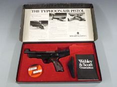 Webley Typhoon .177 air pistol with shaped and chequered grips and adjustable sights, serial